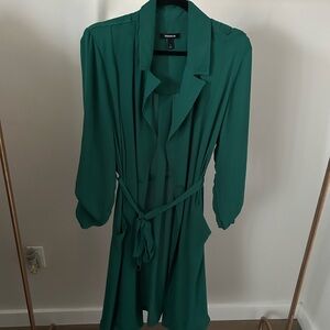 Torrid Teal/Green Long Chiffon Drape Trench
